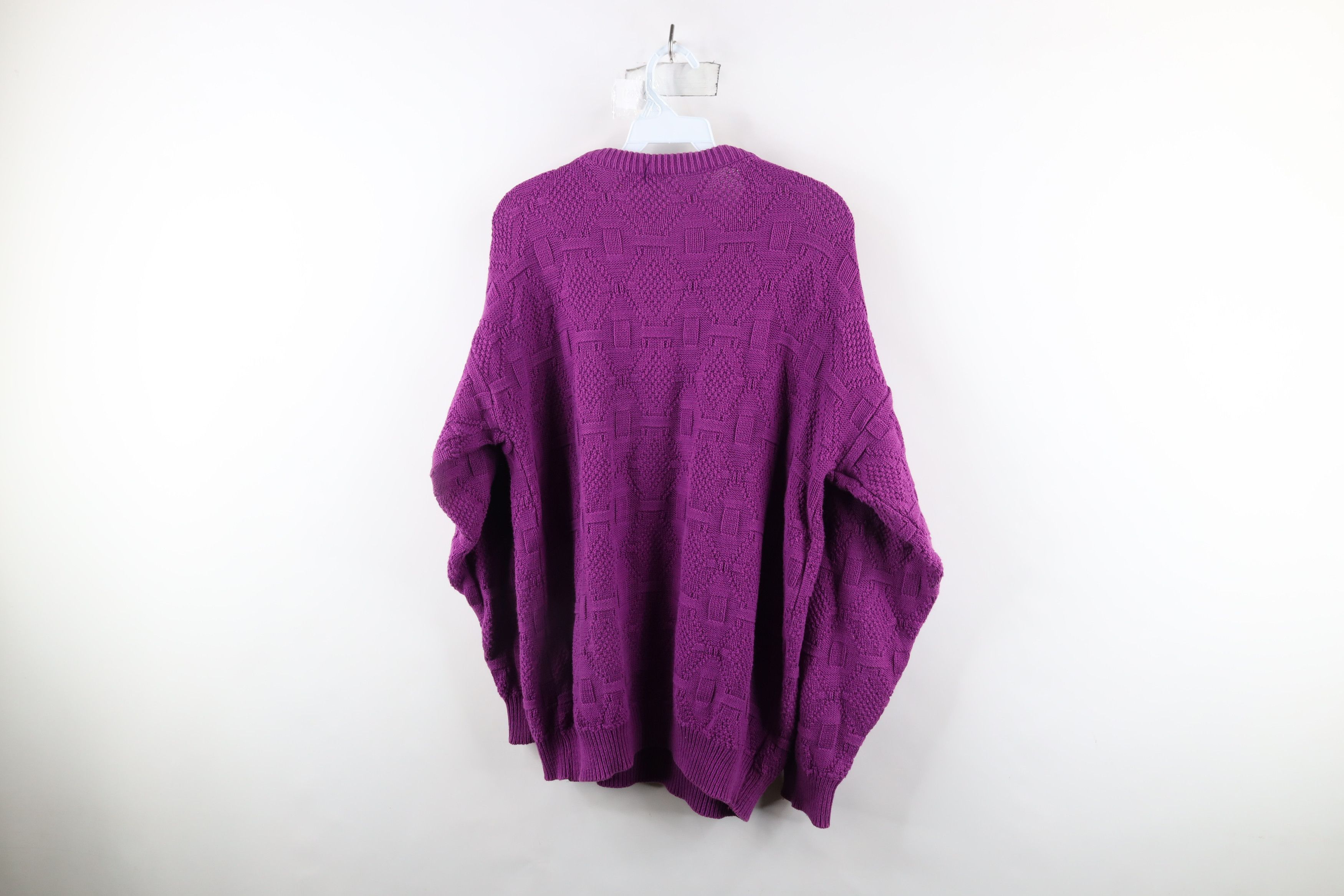 Vintage Vintage 90s Streetwear Cotton Knit Sweater Purple USA Size US L / EU 52-54 / 3 - 6 Thumbnail