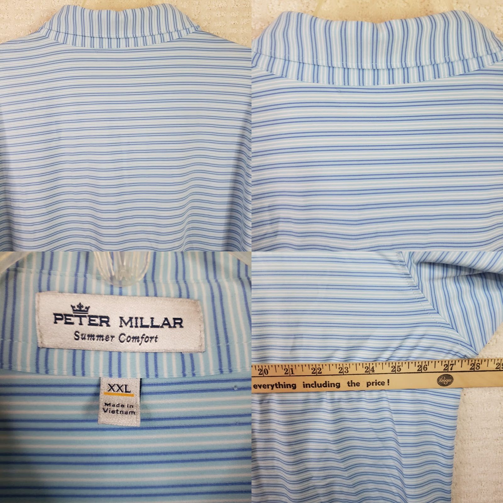 Peter Millar Peter Millar Polo Shirt Mens 2XL Blue Striped Lightweight Short Sleeve Collared Golf Summer Comfort Shirt Men Size US XXL / EU 58 / 5 - 8 Thumbnail