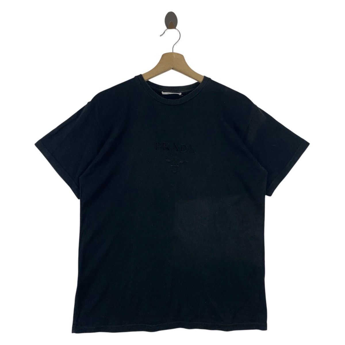 Designer × Prada × Vintage Vintage PRADA black on black prada embroidery spellout tee Size US M / EU 48-50 / 2 - 1 Thumbnail