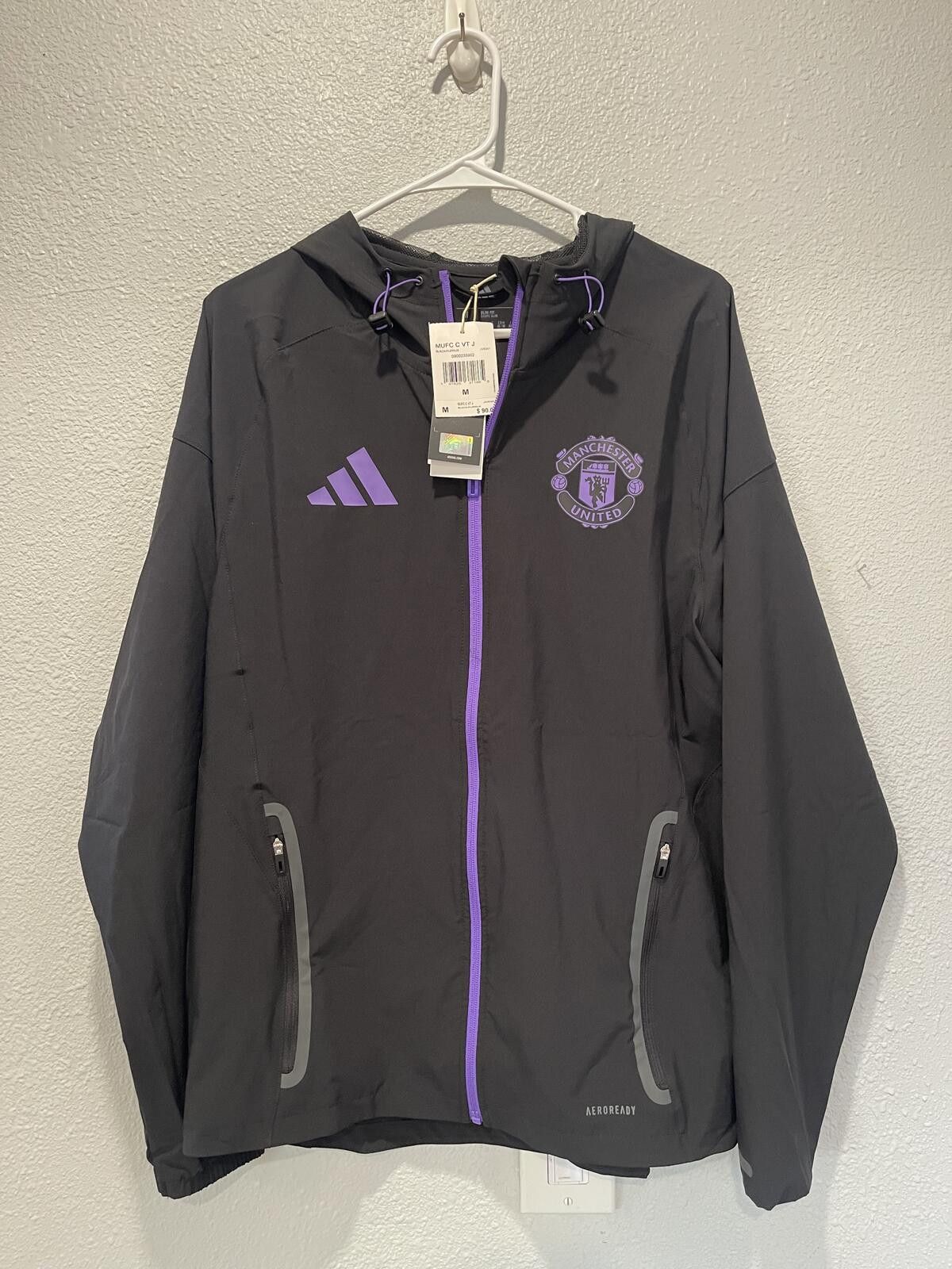 Adidas Adidas Manchester United Black and Purple Hooded Jacket Size Size US M / EU 48-50 / 2 - 1 Thumbnail