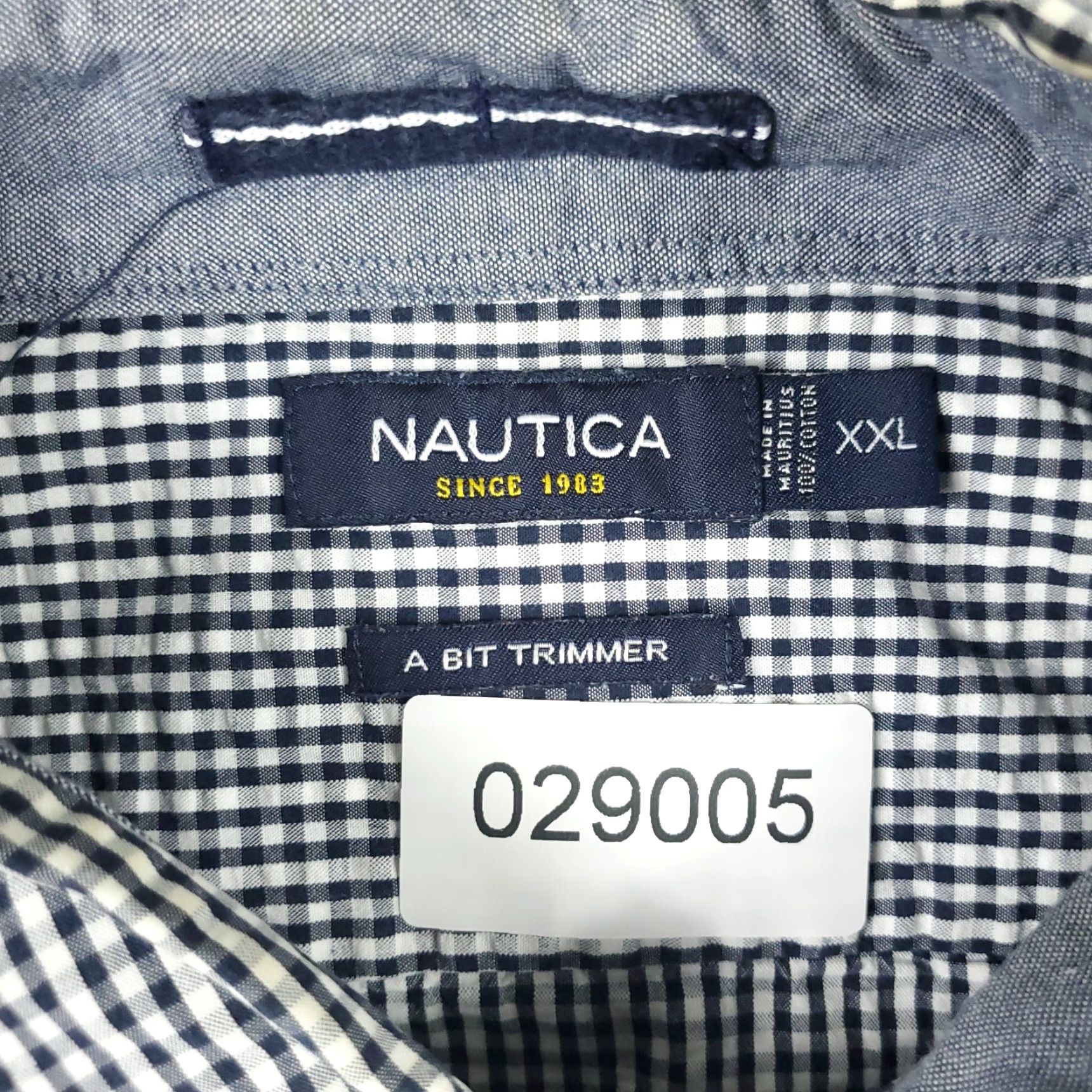 Nautica Nautica Casual Button-Up Shirt Mens 2XL Blue White Check Long Sleeve Size US XXL / EU 58 / 5 - 8 Thumbnail