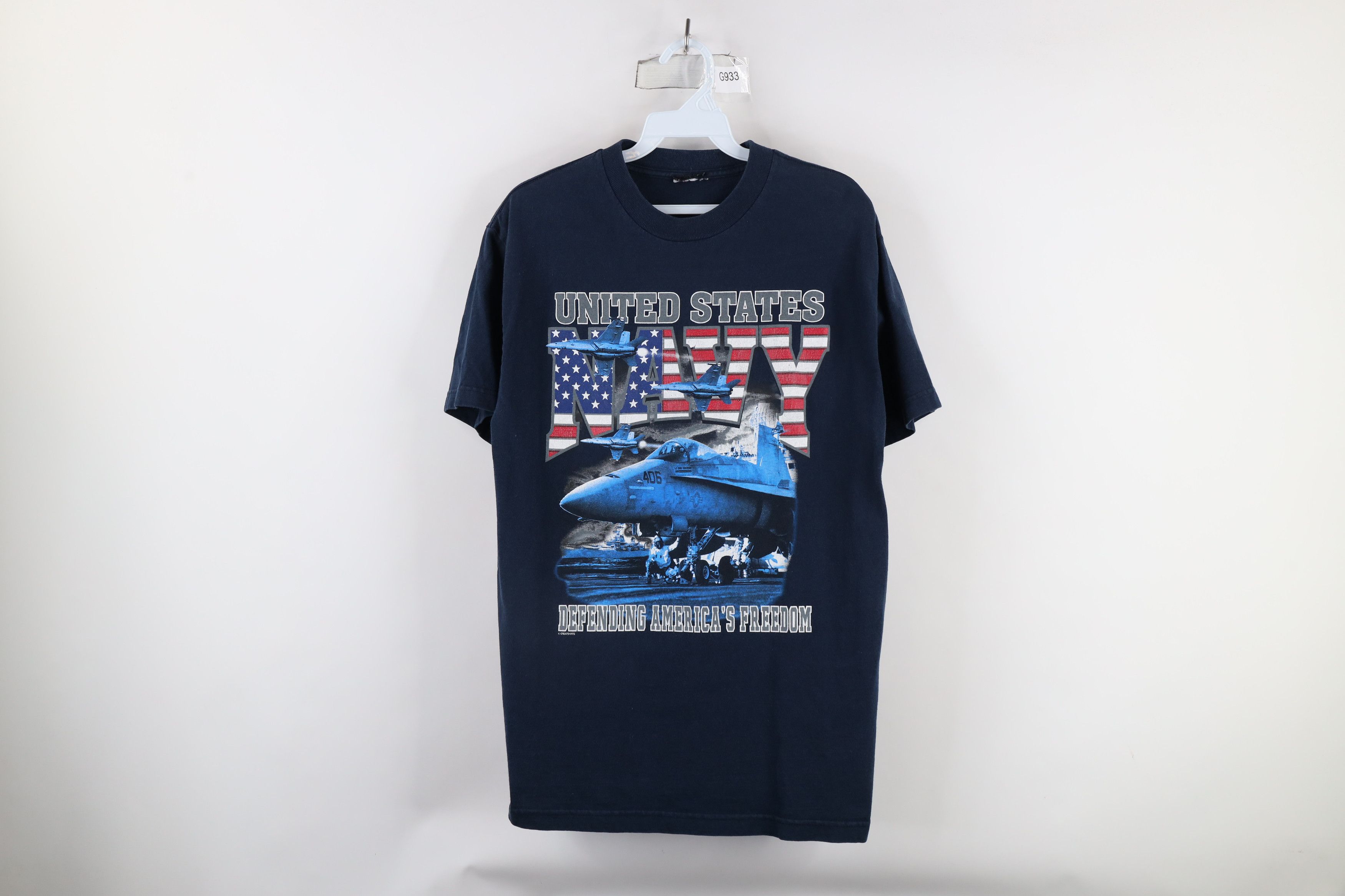 Vintage Vintage 90s Spell Out United States Navy T-Shirt Blue Cotton Size US M / EU 48-50 / 2 - 1 Thumbnail