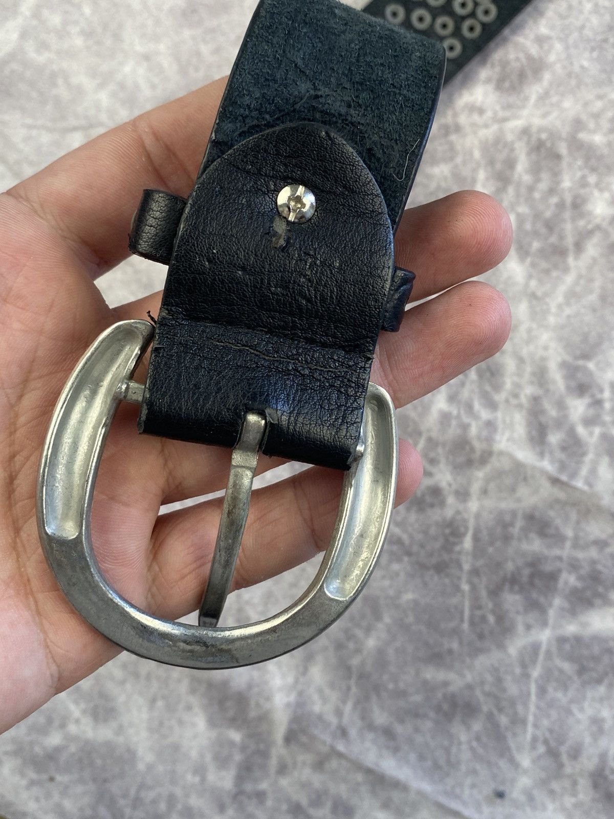 Other Black Leather Metal Studded Belt Y2K Grange Avant-garde Size 32 - 7 Thumbnail