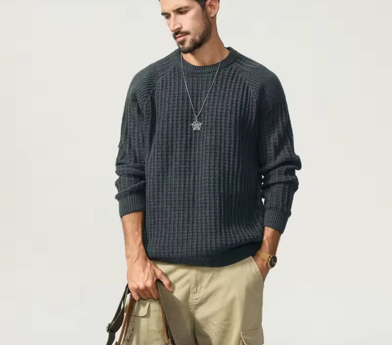 Other Knitted Casual Basic O-Neck Retro Sweater Pullover Size US XXL / EU 58 / 5 - 1 Thumbnail