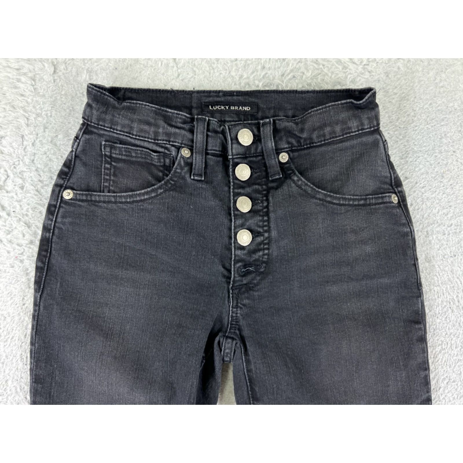 Lucky Brand Lucky Brand Jeans Womens 00 Black Denim Skinny Tapered Mid Rise 5-Pocket Cotton Stretch Size 24" / US 00 / IT 34 - 4 Thumbnail