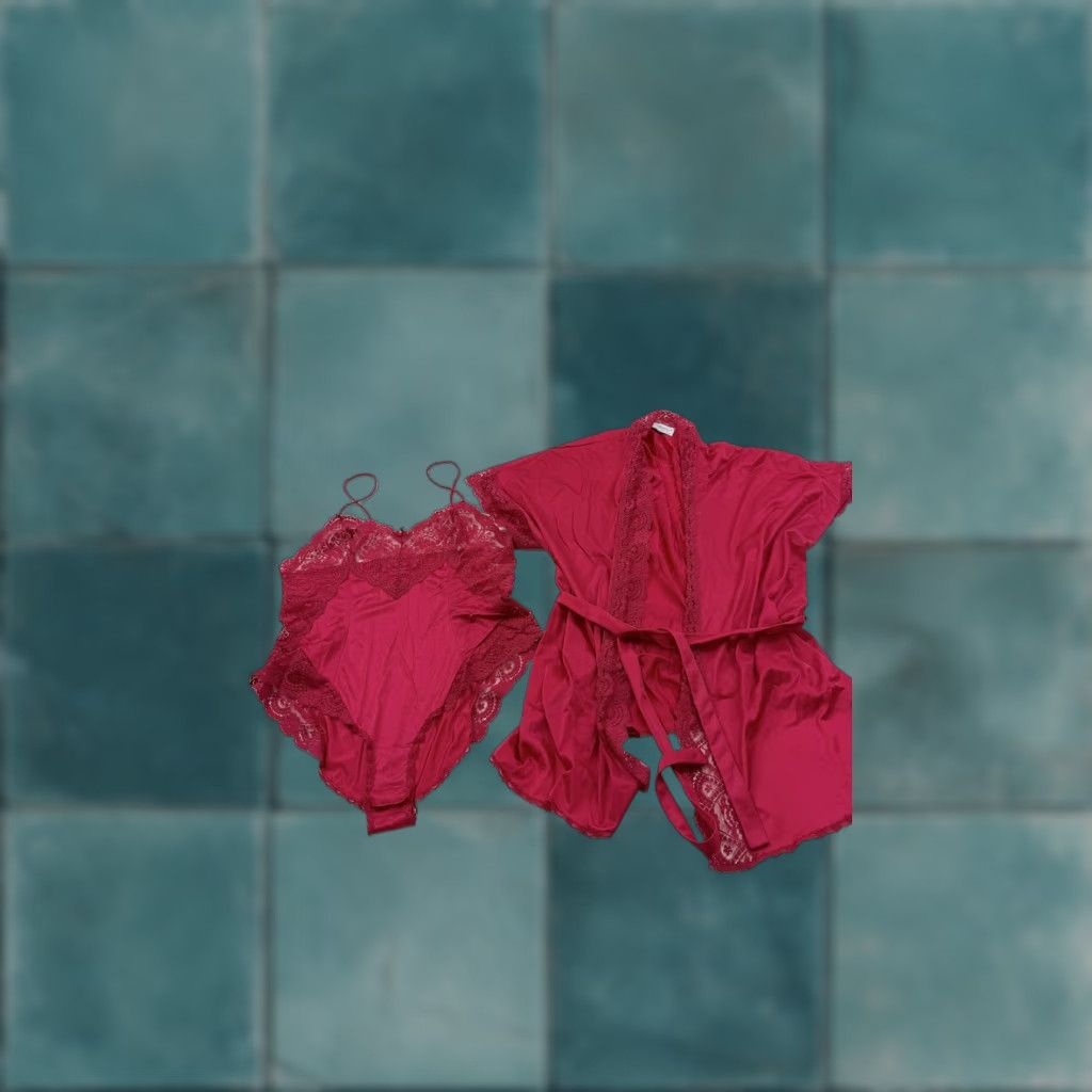 Vintage VINTAGE Vassarette Bodysuit Robe Set Womens 36 Large Red Lace Satin Lingerie 2 Piece USA Size L / US 10 / IT 46 - 1 Thumbnail