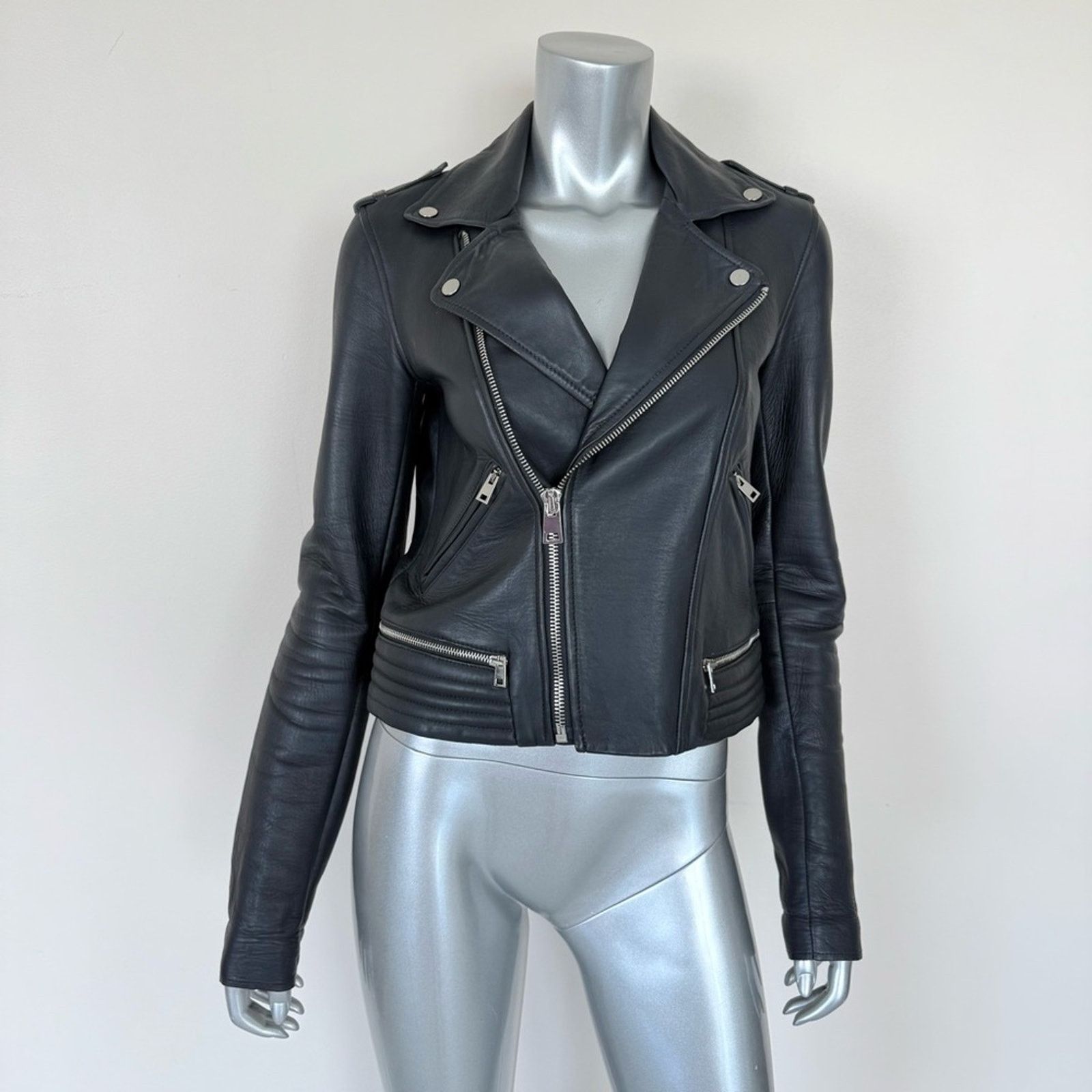 Maje MAJE leather navy women jacket size 36 FR or 6 US 750$ Size M / US 6-8 / IT 42-44 - 1 Thumbnail