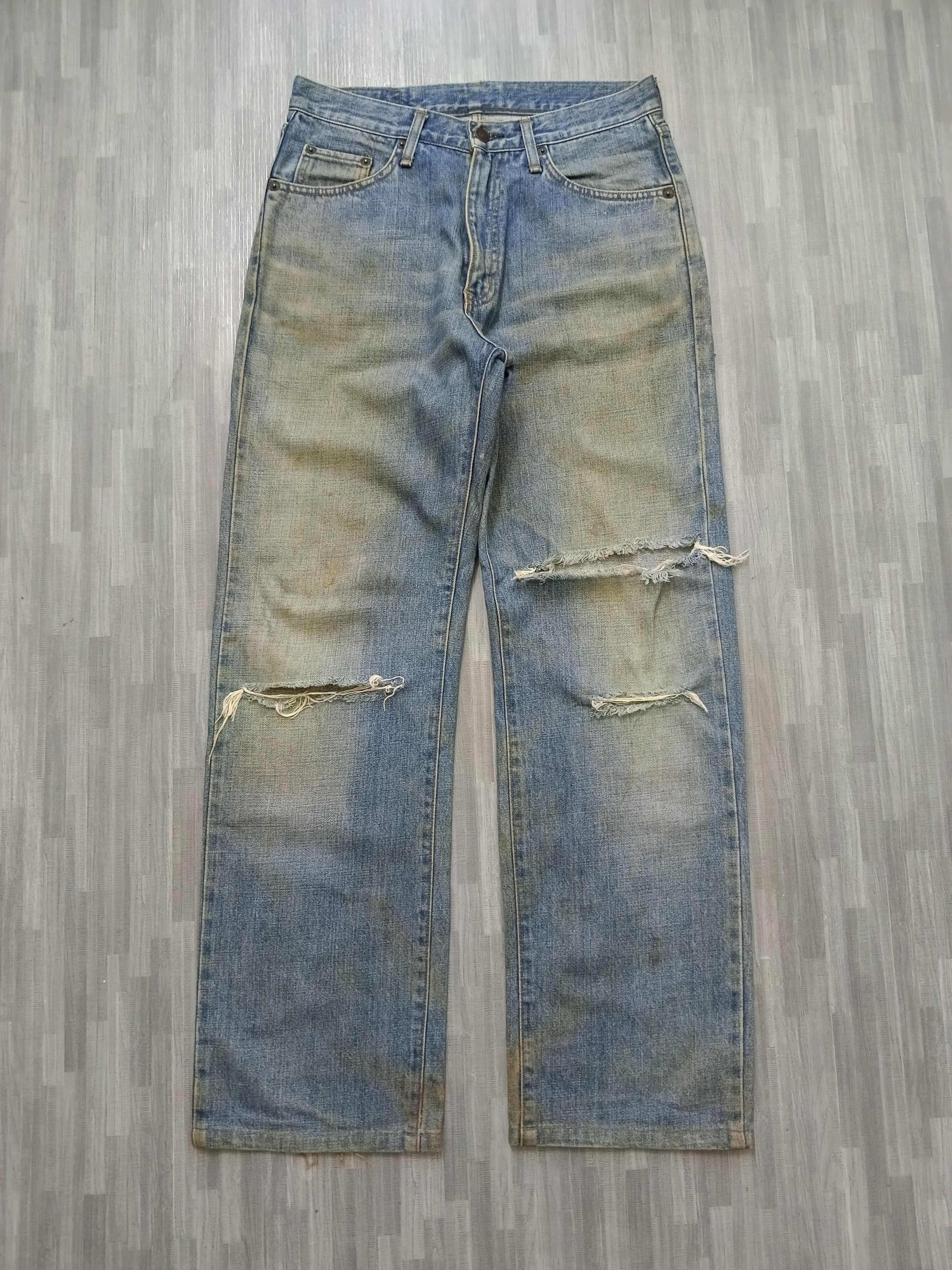 Edwin 🔥INSANE 90s RIPED KURT COBAIN STYLE EDWIN DENIM PANTS Size US 30 / EU 46 - 2 Thumbnail