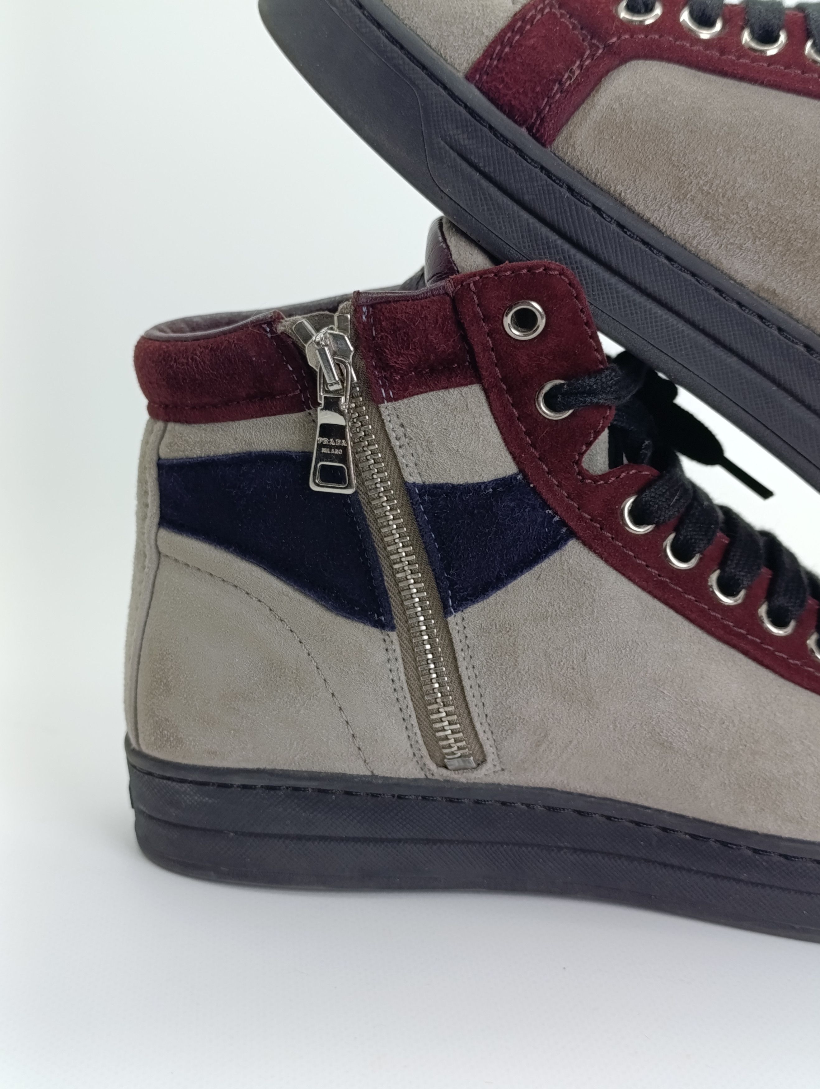 Prada PRADA WOMENS SUEDE ANKLE BOOTS LACE UP HIGH-TOP SNEAKERS Size US 7.5 / IT 37.5 - 11 Thumbnail