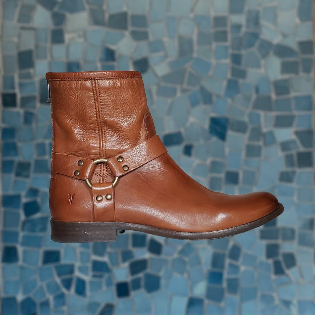 Frye FRYE Phillip Harness Short Ankle Boots Whiskey Brown Leather 70509 Women's US 9.5 B Bootie Size 32" / US 10 / IT 46 - 1 Thumbnail