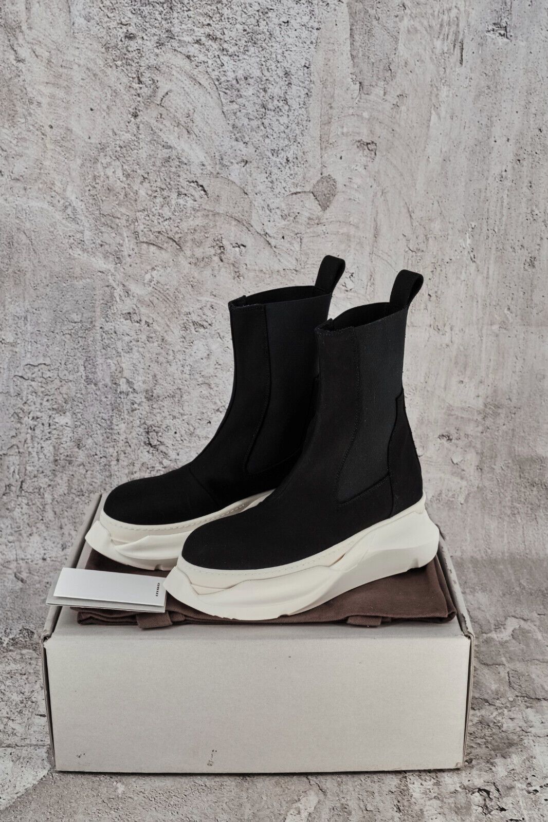 image of Rick Owens Drkshdw Drkshdw Beatle Abstract Chelsea Chunky Black Boots 41, Men's (Size 8)