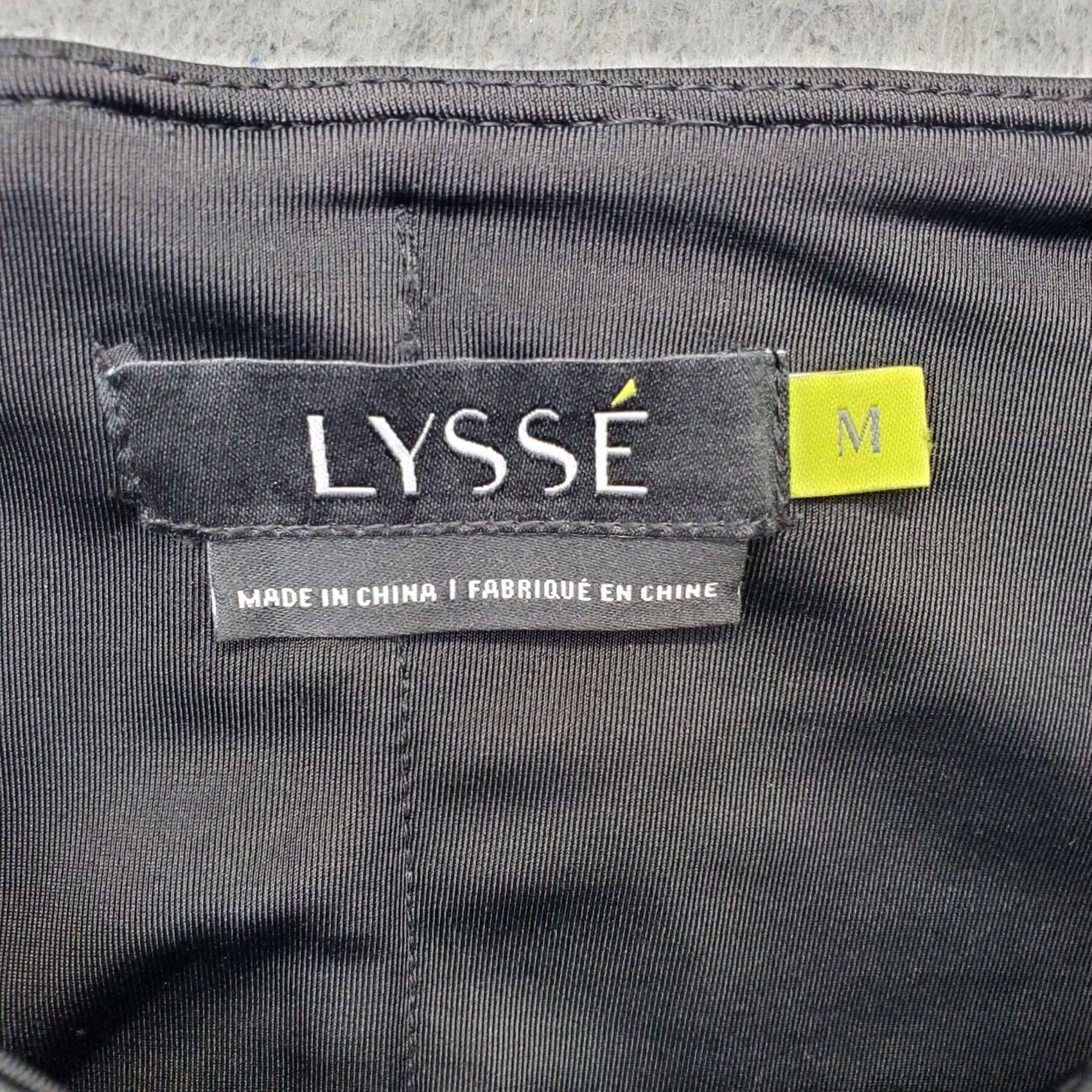 Vintage Lyssé Leggings Womens Size M Black Faux Leather Panel Stretch Skinny Pull On Size 32" / US 10 / IT 46 - 7 Thumbnail