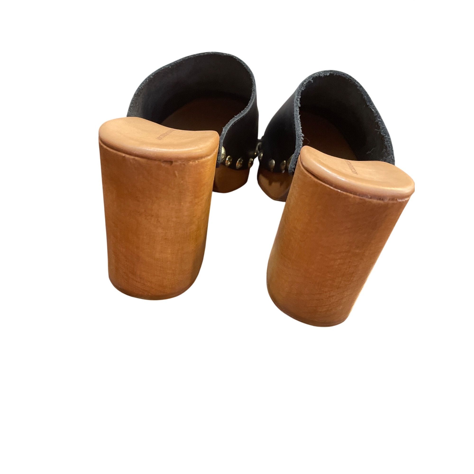 Anthropologie Anthropologie wms black leather 3.5" block heeled clogs shoe Size US 9.5 / IT 39.5 - 11 Thumbnail