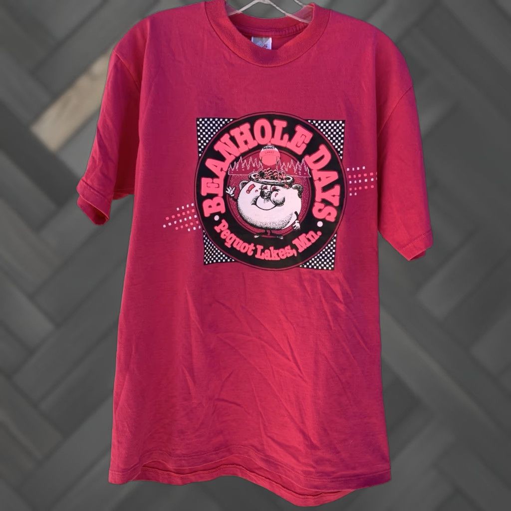 Jerzees VINTAGE Beanhole Days T Shirt Pequot Lakes Mn Pink L Large Jersey/JERZEES Short Sleeve Cotton Blend Graphic Print Mens Regular Size L Size US L / EU 52-54 / 3 - 1 Thumbnail