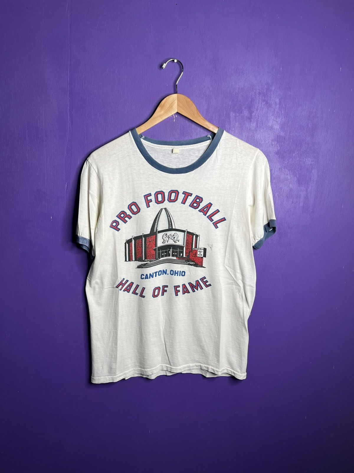 NFL × Vintage Vintage 70s Pro football hall of fame ringer t-shirt Size US M / EU 48-50 / 2 - 1 Thumbnail