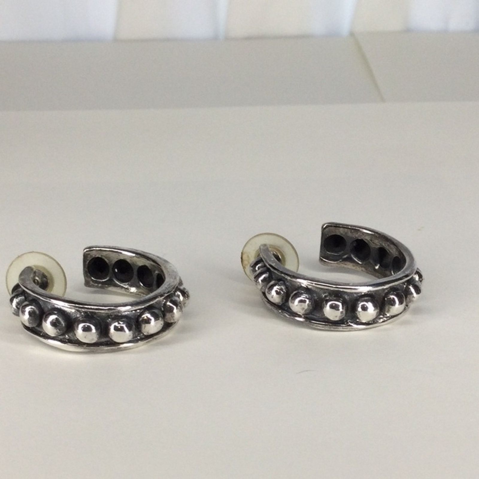Other Silver & Black Tone Retro 1990's Stud Hoop Earrings Size ONE SIZE - 3 Thumbnail