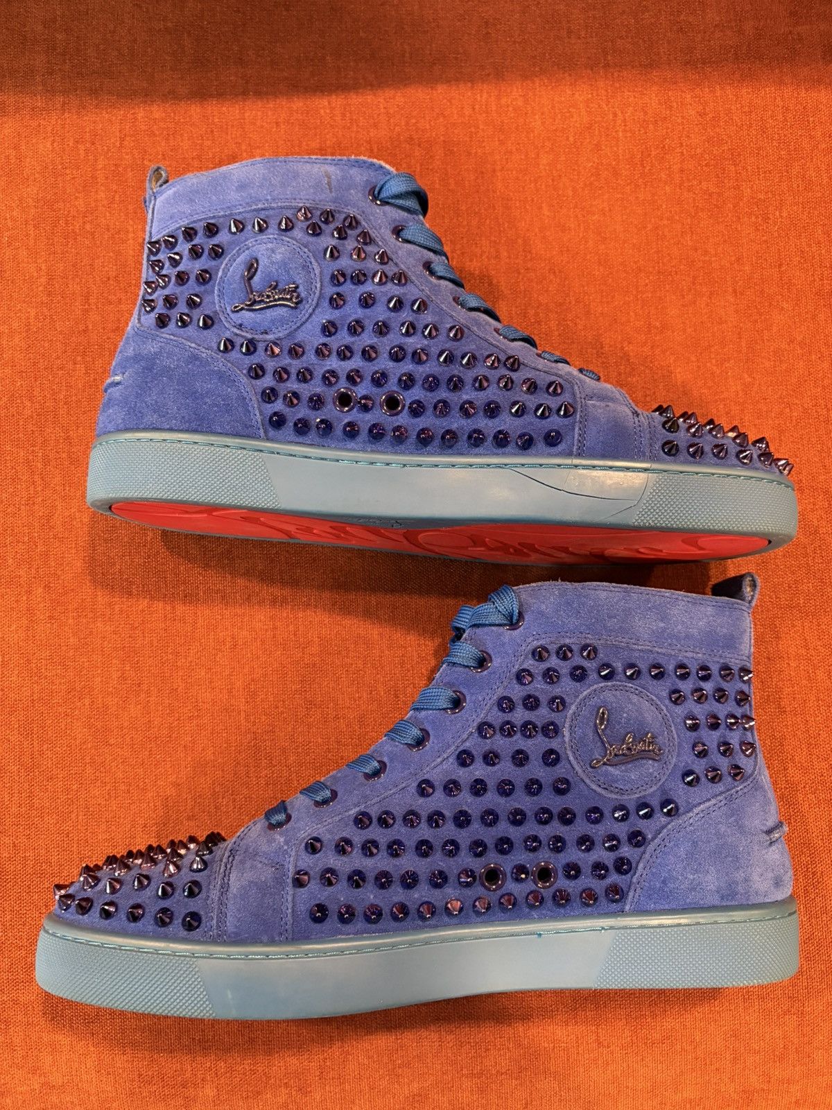 Christian Louboutin Christian Louboutin Louis Flat Suede Spikes 'Cycle' Blue Size US 10.5 / EU 43-44 - 1 Thumbnail