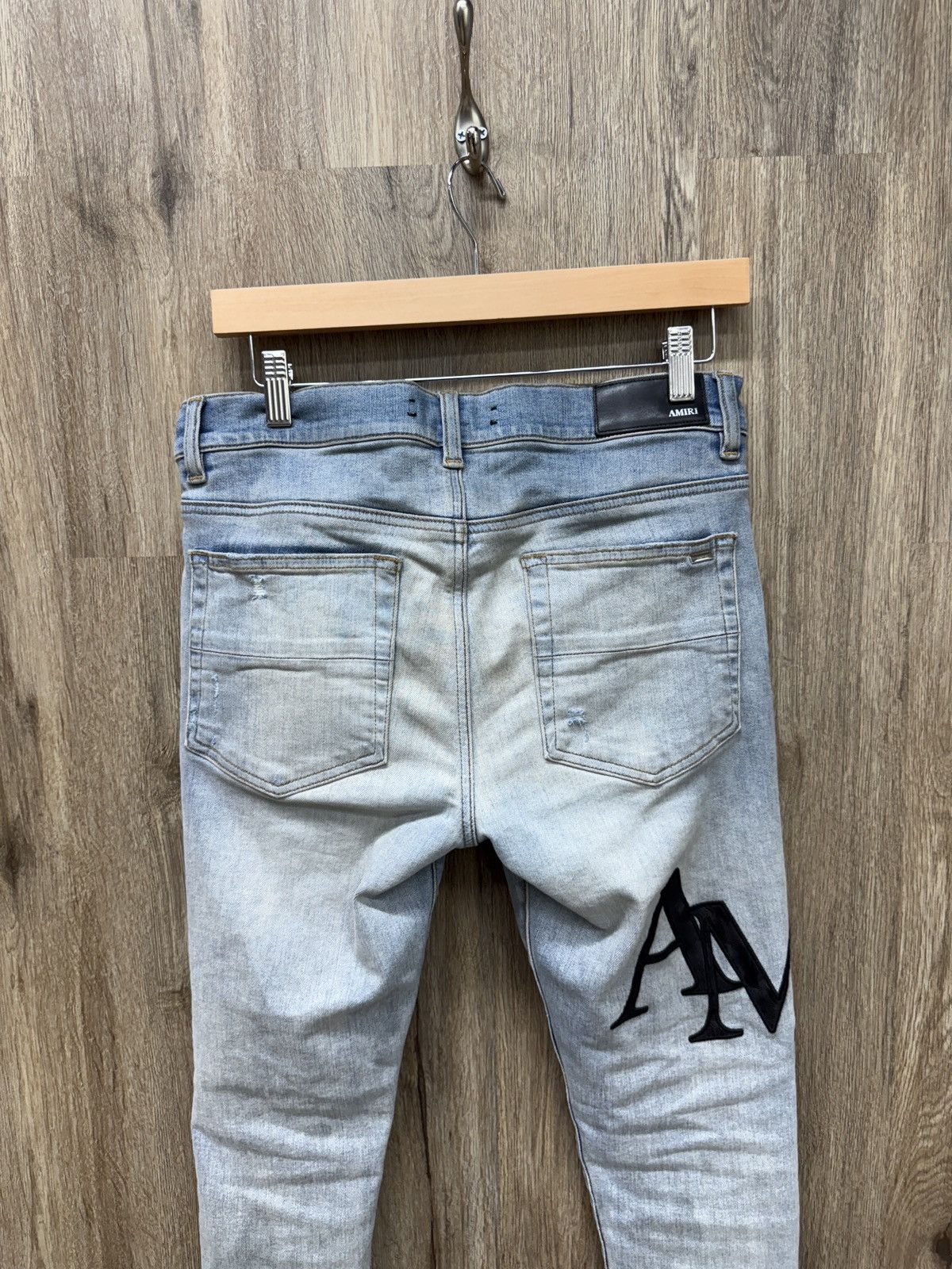 Amiri Amiri Staggered Leather Logo Denim Jeans Size US 30 / EU 46 - 6 Thumbnail