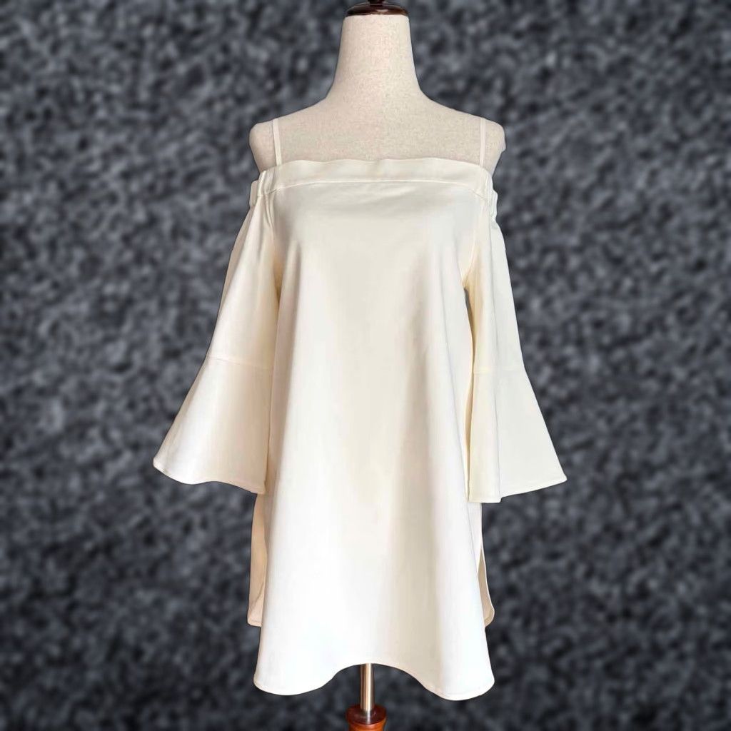 Tibi Tibi Ivory Off Shoulder Tunic Top Flared Sleeves Size 2 Size XS / US 0-2 / IT 36-38 - 1 Thumbnail
