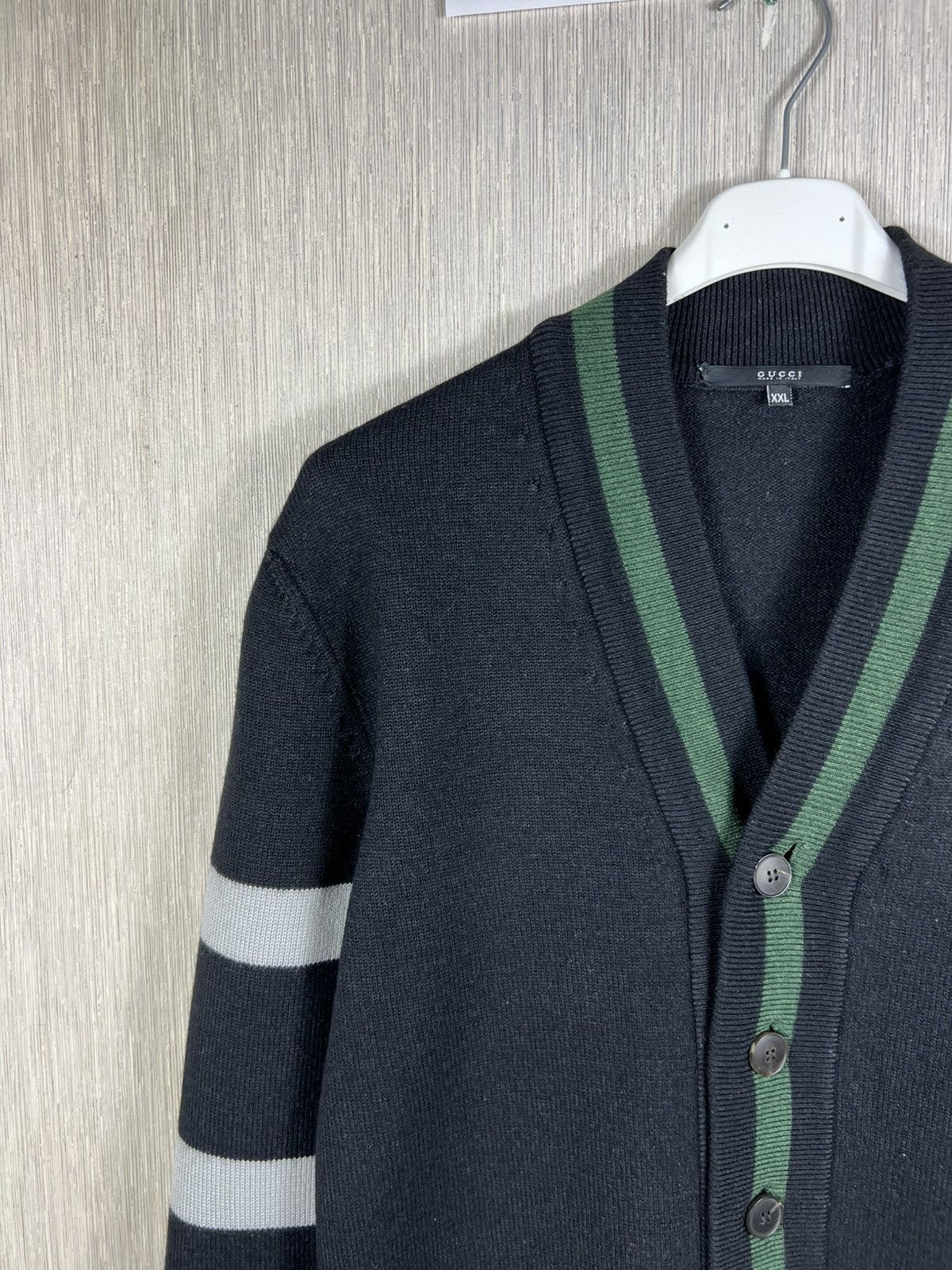 Gucci Vintage Gucci Tom Ford collage cardigan sweater logo striped Size US L / EU 52-54 / 3 - 5 Thumbnail