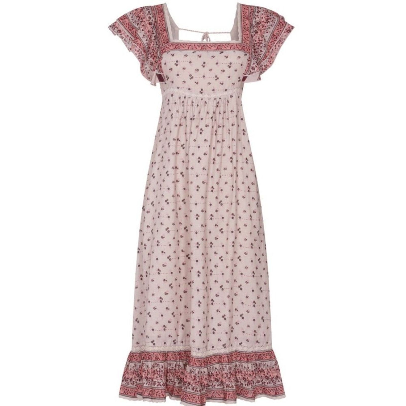 Anthropologie M.A.B.E. MABE Beige Pink Mira Print A Line Tiered Maxi Dress Size XS / US 0-2 / IT 36-38 - 1 Thumbnail