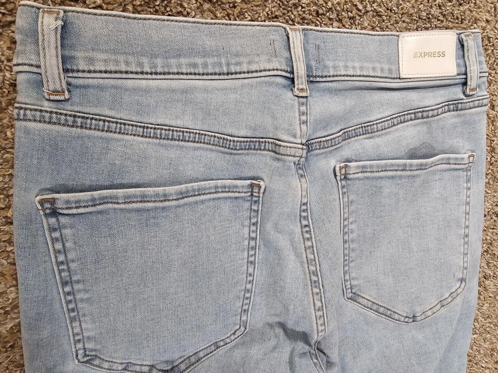 Express Womens Express High Rise Stretch Skinny Jeans Size 12R Size 34" / US 12 / IT 48 - 7 Thumbnail