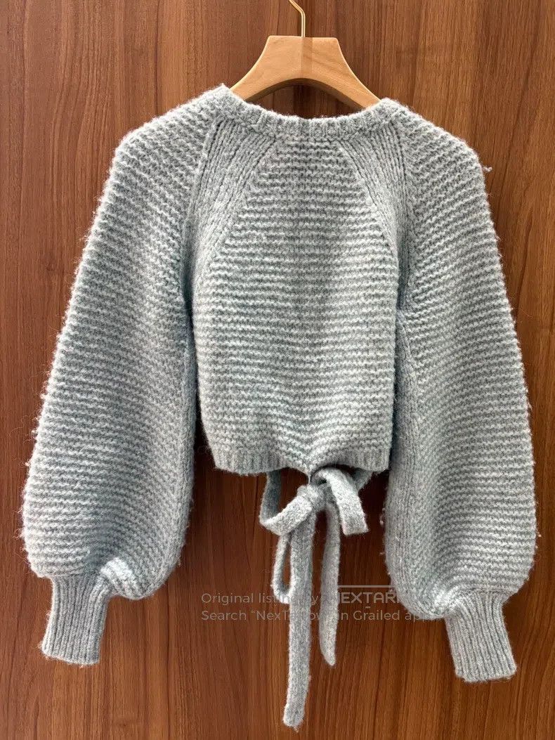 Chanel Chanel 21K light blue tie-up knitted cardigan coat Size XS / US 0-2 / IT 36-38 - 2 Thumbnail