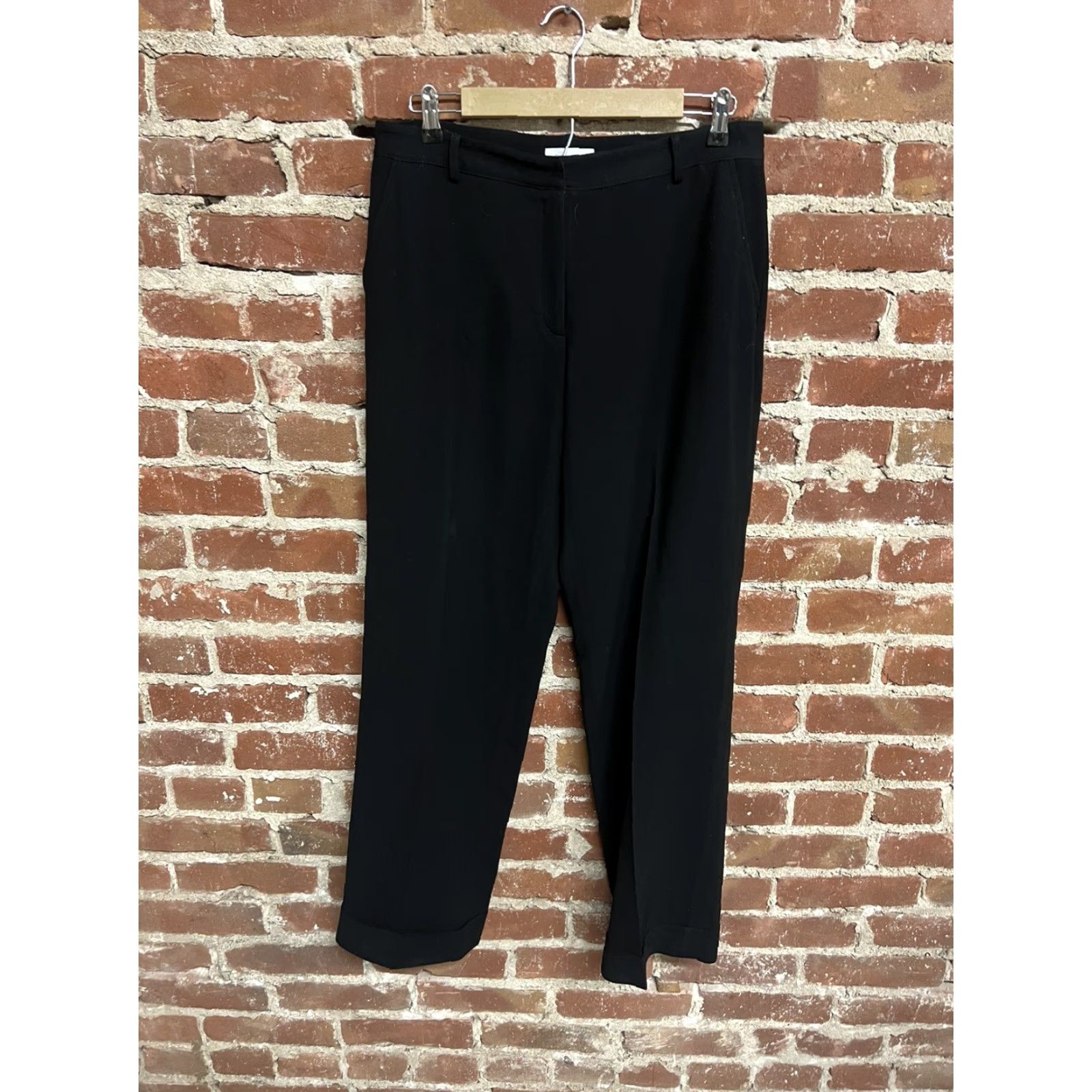 Calvin Klein Calvin Klein Women's Pants Black 12 Wide Leg Mid Rise Inseam 31 in Regular Size Type Womens KD Size 34" / US 12 / IT 48 - 2 Thumbnail