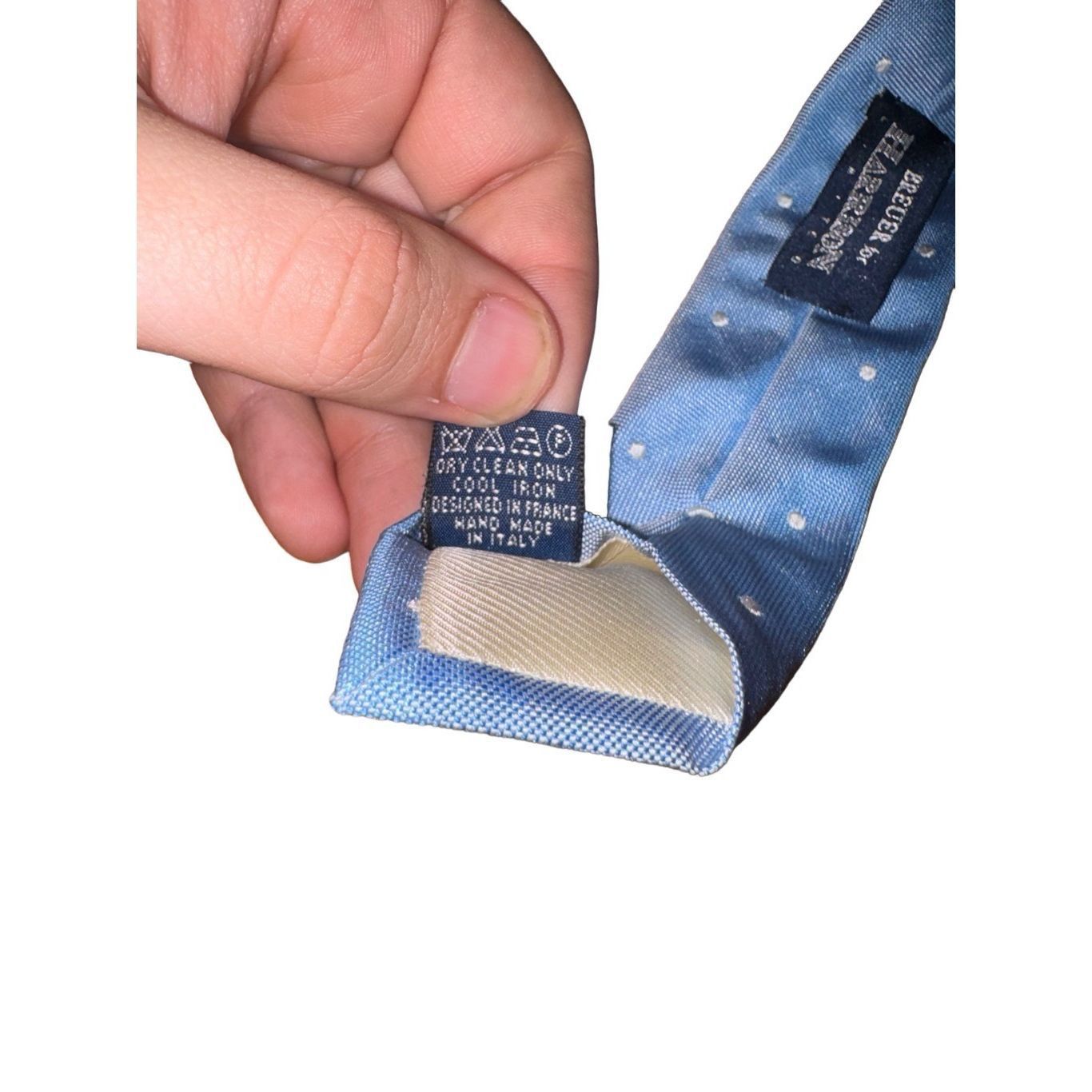 Breuer Breuer Blue & White Polkadot 100% Silk Handmade in Italy Nec Size ONE SIZE - 7 Thumbnail