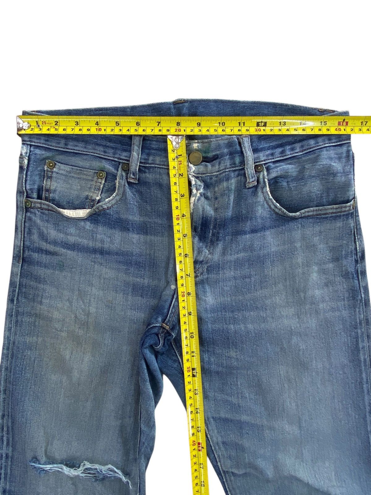 Uniqlo Uniqlo X Selvage Faded Blue Wash Style Ripped Jean Size US 32 / EU 48 - 10 Thumbnail
