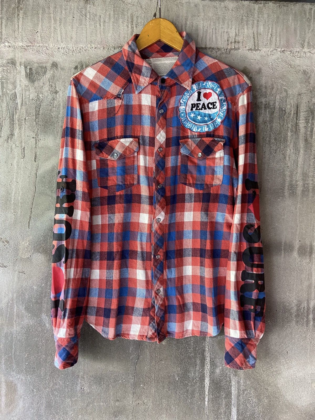 Japanese Brand PEACE LOVE FUTURE HAPPINES DAY BUTTON DOWN SHIRT Size US M / EU 48-50 / 2 - 2 Thumbnail