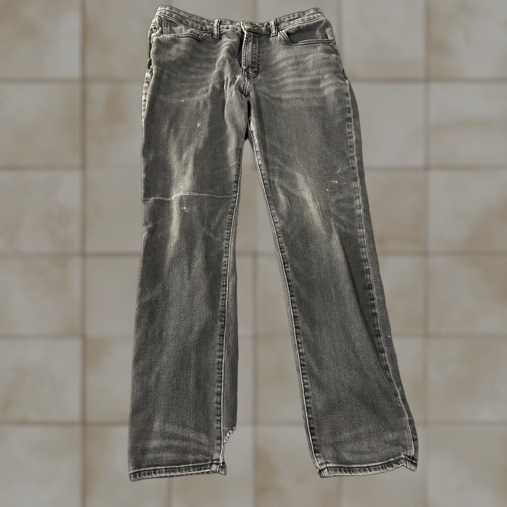 American Eagle Outfitters american eagle jeans mens 33x32 slim black distressed denim retro hem hole blemish Size US 33 - 1 Thumbnail