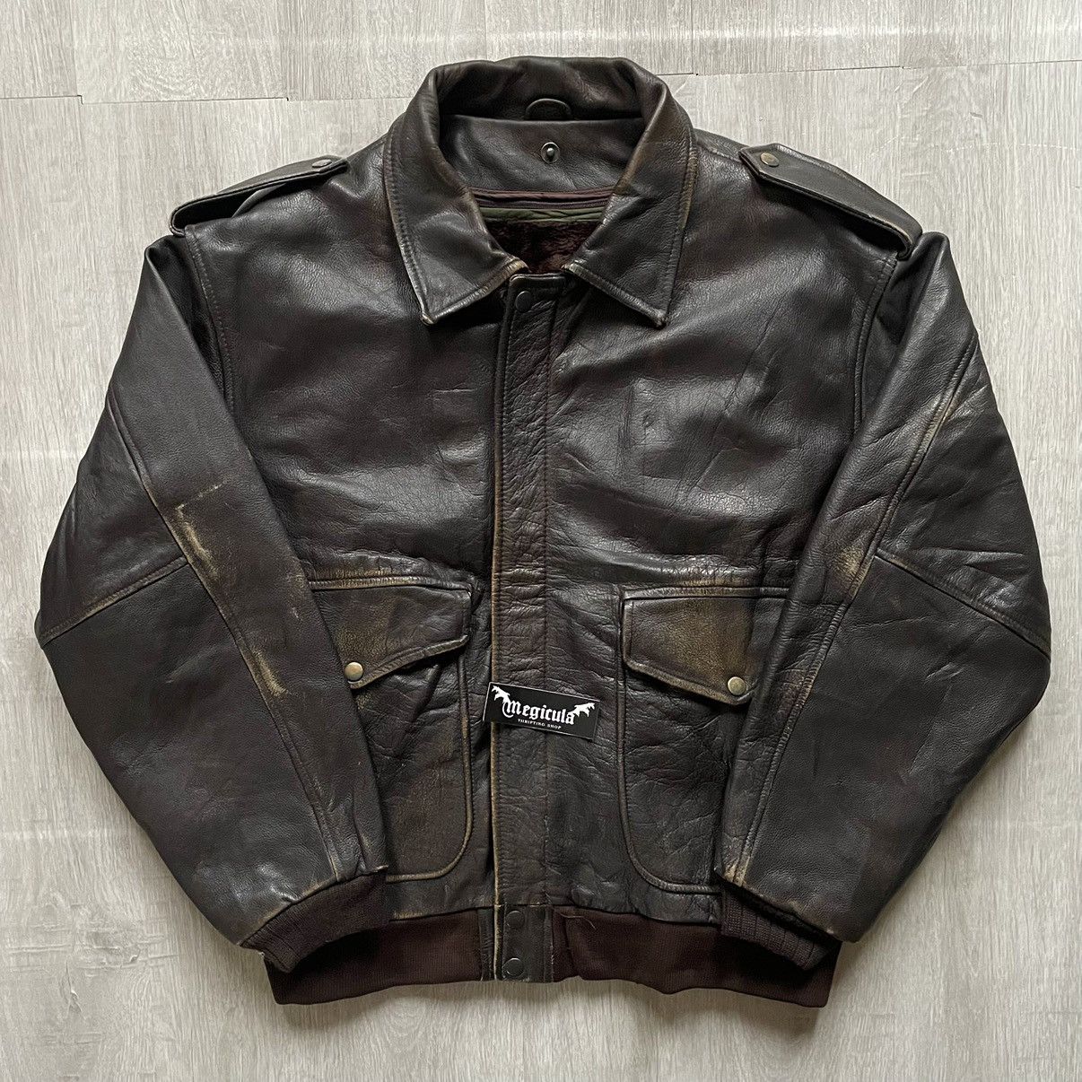 Other Challenge Vintage Pilot Flight Genuine Leather Jacket Size US L / EU 52-54 / 3 - 6 Thumbnail