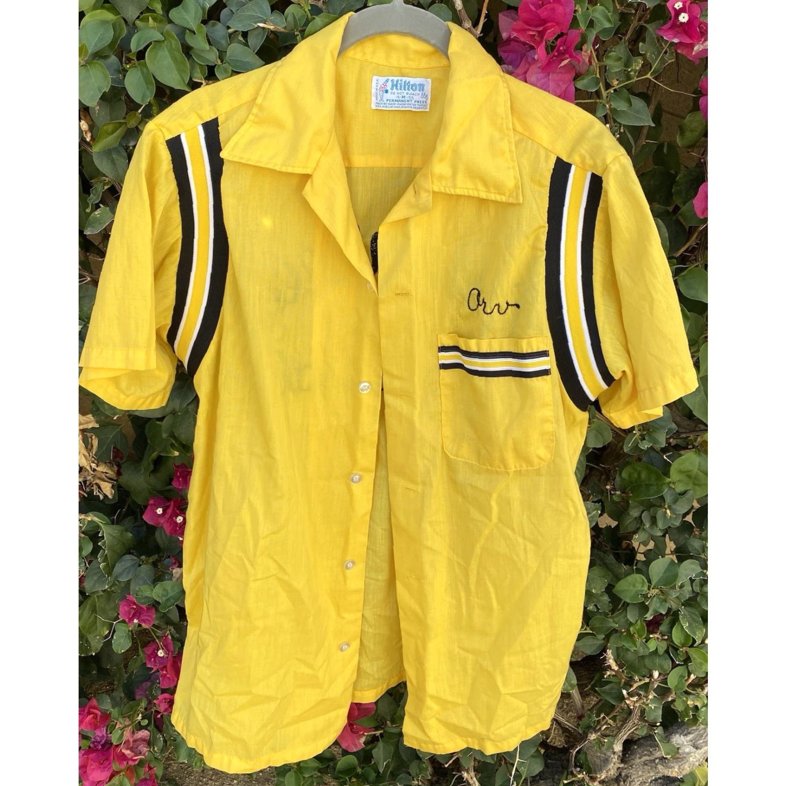 Vintage VINTAGE Hilton Bowling Shirt Short Sleeve M Yellow Capay Valley Disposal Rockabilly Shirt Mens Size US M / EU 48-50 / 2 - 6 Thumbnail