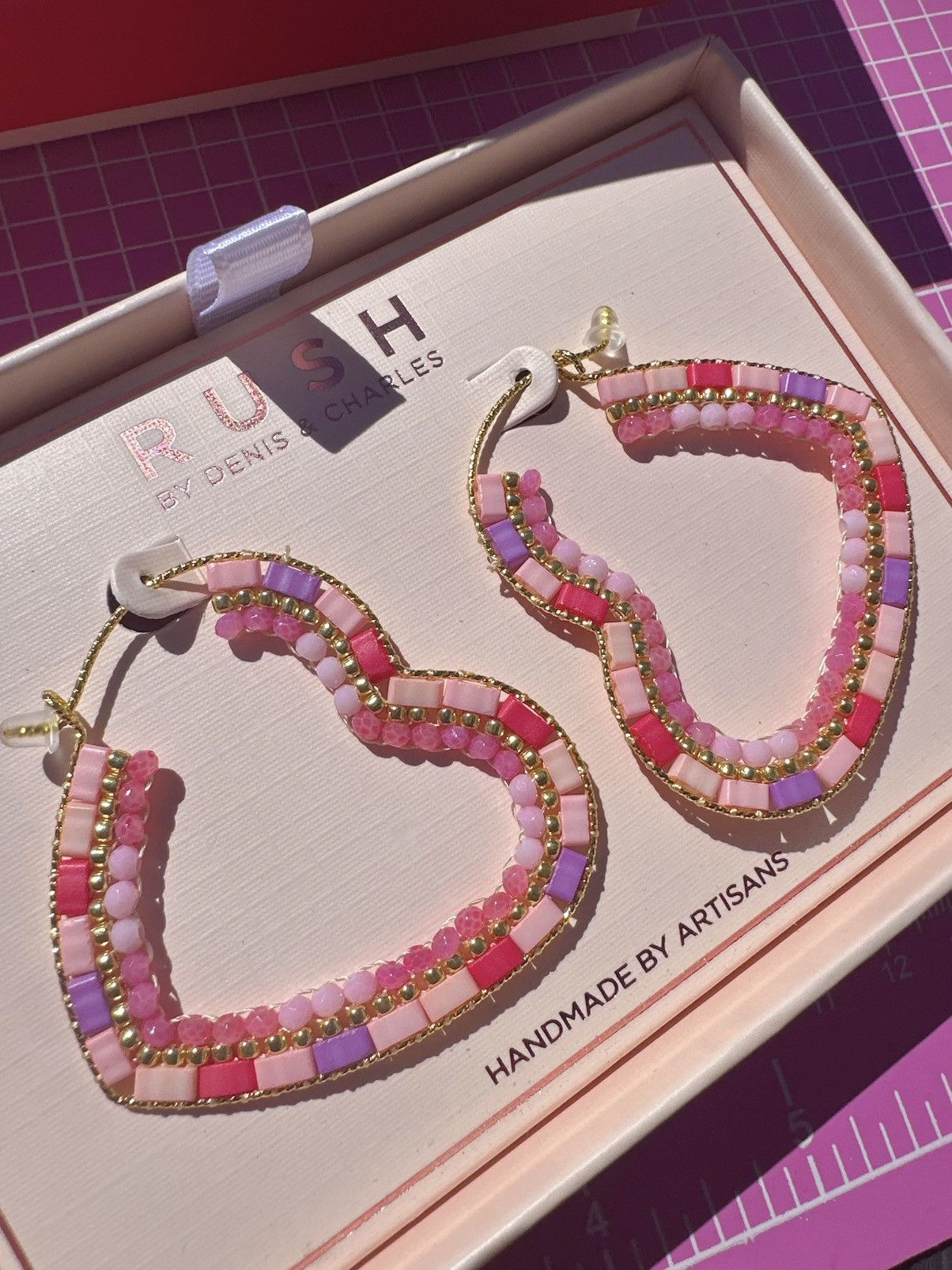 Designer RUSH BY DENIS & CHARLES earrings heart shaped beaded loops Size ONE SIZE - 2 Thumbnail