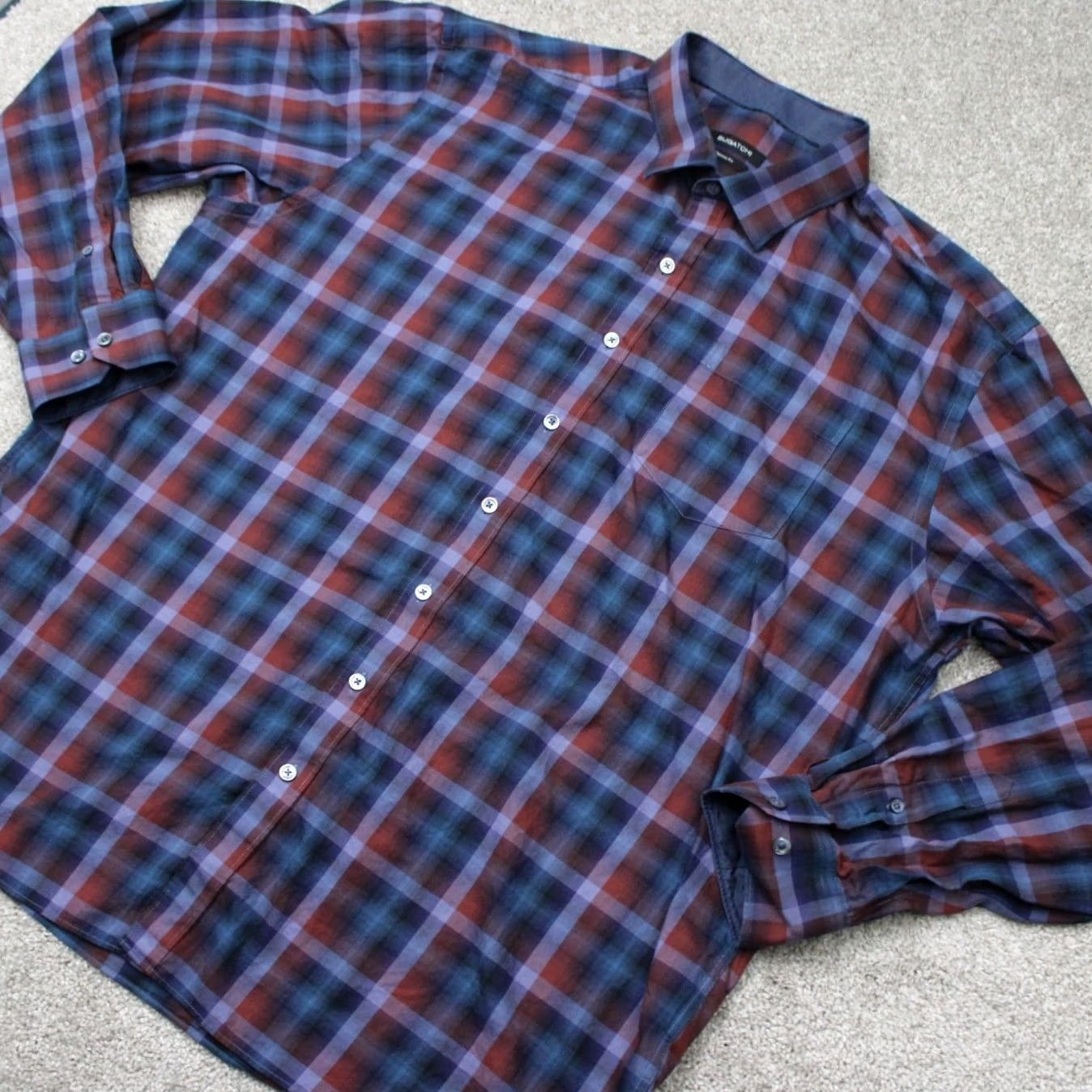 BUGATCHI Bugatchi Uomo Shirt Mens 3XL XXXL Blue Red Classic Fit 100% Cotton Long Sleeve Button-Up Shirt Size US XXL / EU 58 / 5 - 4 Thumbnail