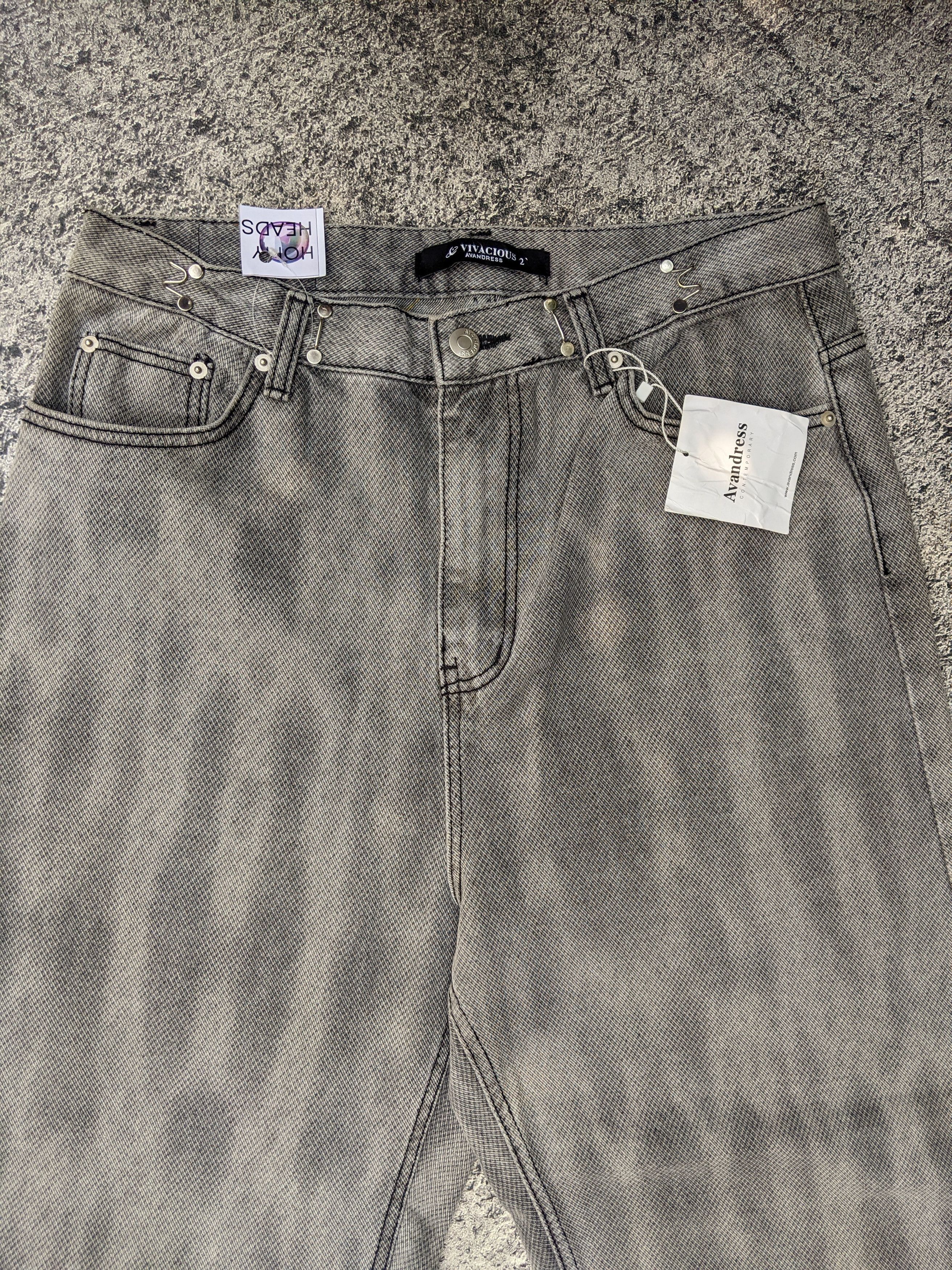 Japanese Brand Avan Dress Baggy Wide Leg Grey Jeans Size US 30 / EU 46 - 2 Thumbnail