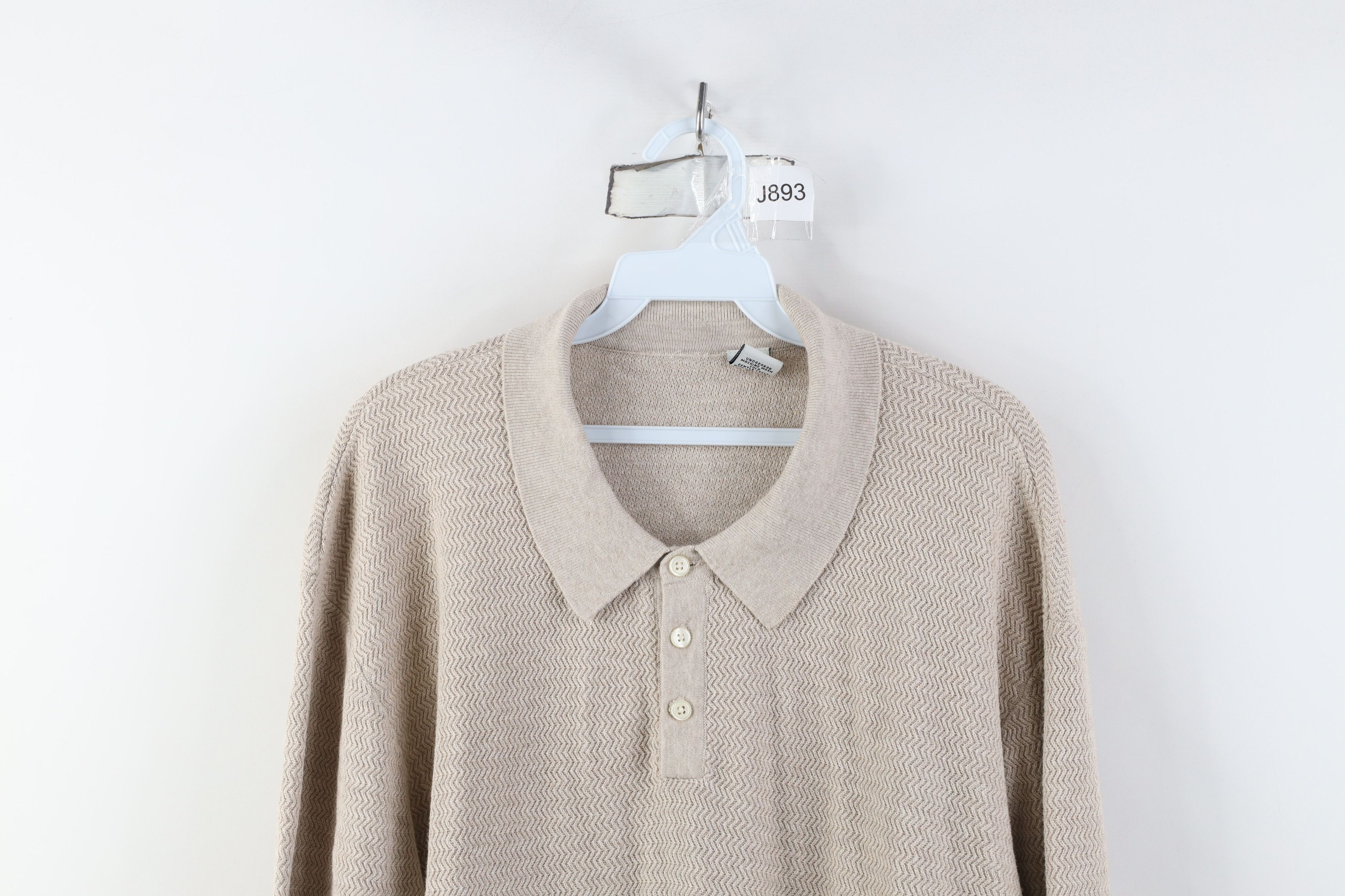 Vintage Vintage 90s Y2K Streetwear Collared Long Sleeve Polo Beige Size US XXL / EU 58 / 5 - 2 Thumbnail