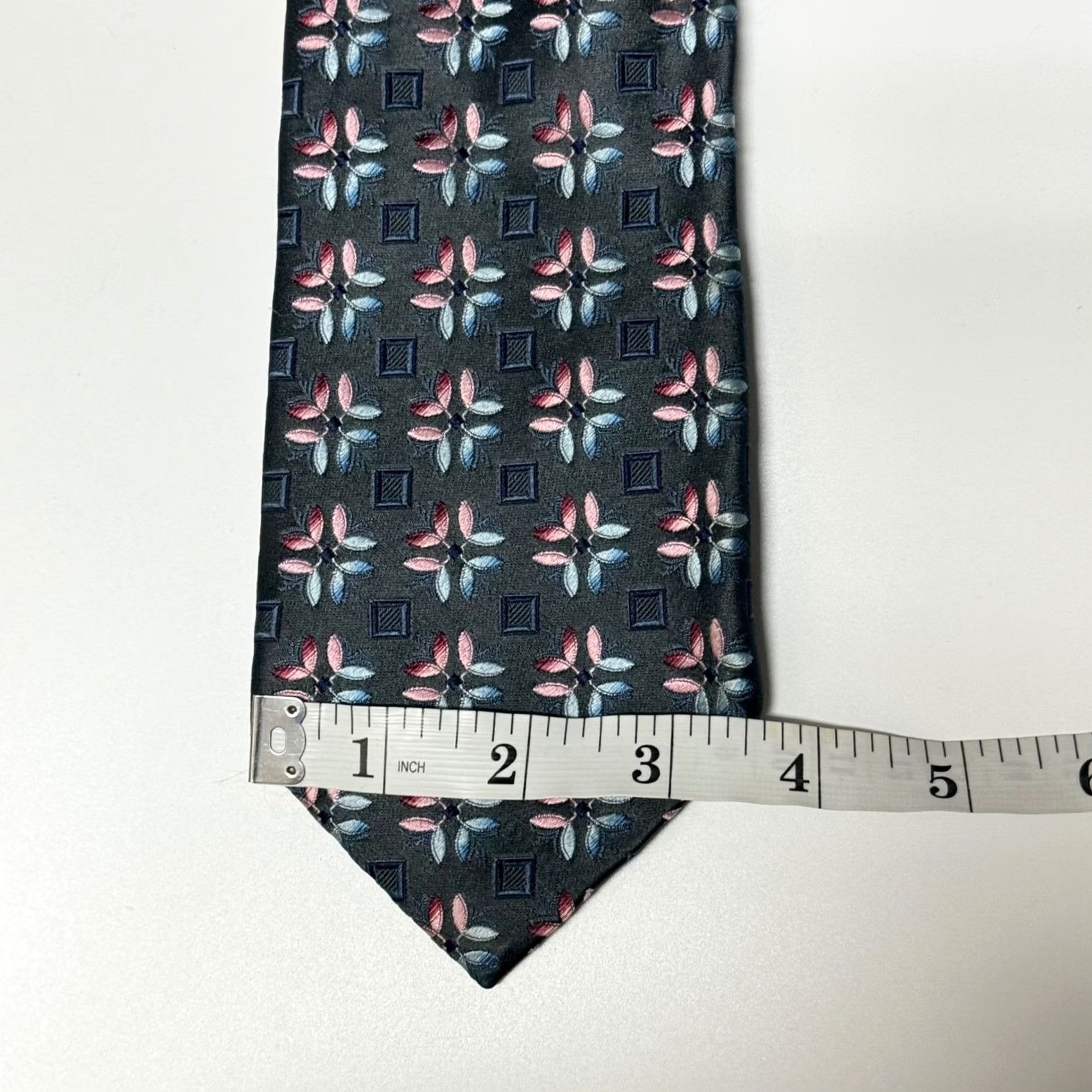 Ermenegildo Zegna VINTAGE Ermenegildo Zegna Tie Mens Gray Pink Jacquard Geometric Floral Silk Luxury Size ONE SIZE - 6 Thumbnail