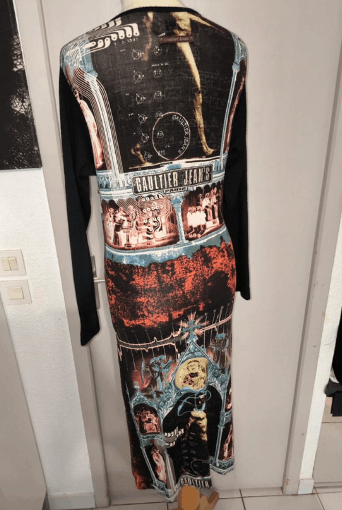 Jean Paul Gaultier × Vintage Jean Paul Gaultier Mesh Dress Graphic Print Bondage Vintage Size L / US 10 / IT 46 - 2 Thumbnail