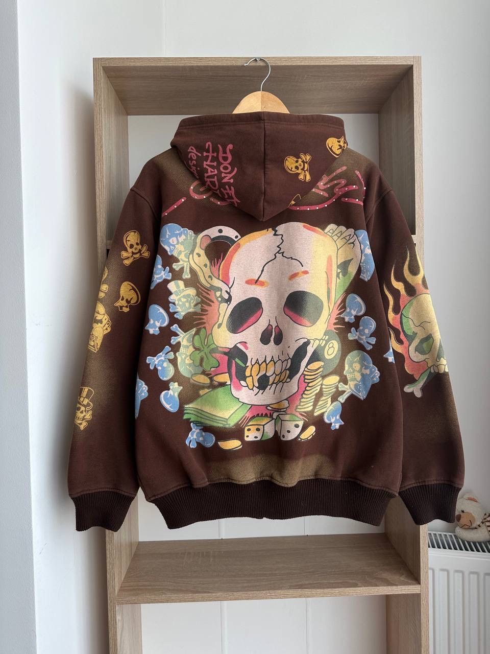 Christian Audigier × Ed Hardy × Vintage Vintage Ed Hardy Christian Audigier Brown Hoodie Size US XL / EU 56 / 4 - 25 Thumbnail