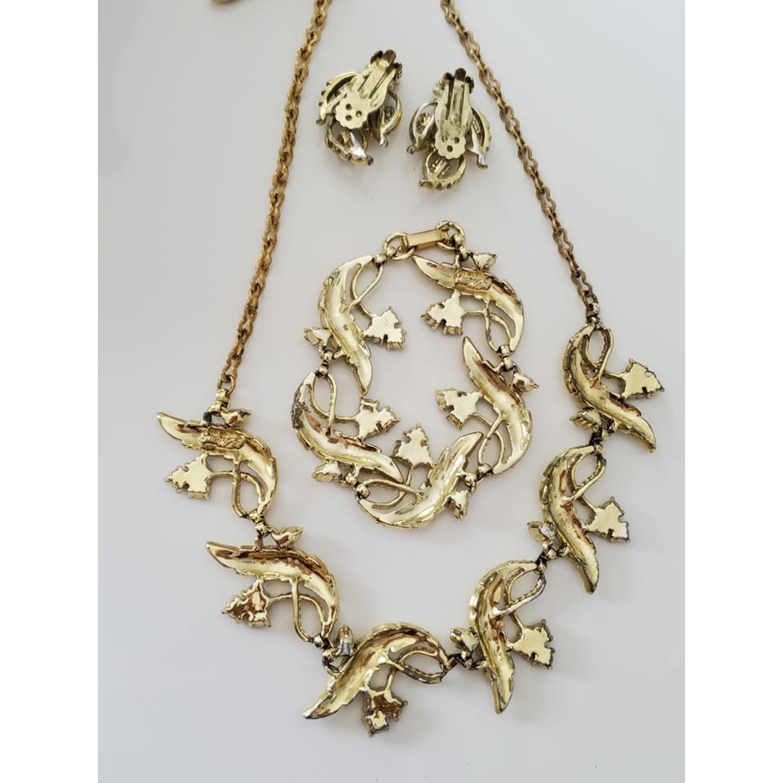 Other Vintage Judy Lee Designer AB Pink Crystal Leaf Jewelry Set Size ONE SIZE - 6 Thumbnail