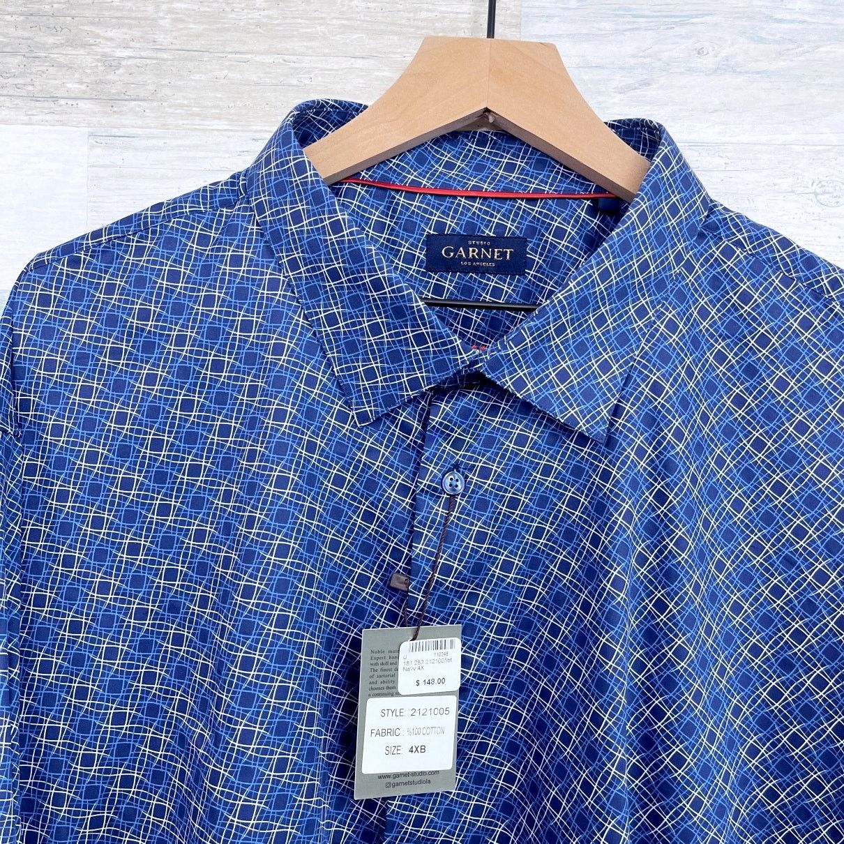 Other GARNET Los Angeles Luxury Long Sleeve Shirt Blue Mens 4XB Size US XXL / EU 58 / 5 - 2 Thumbnail