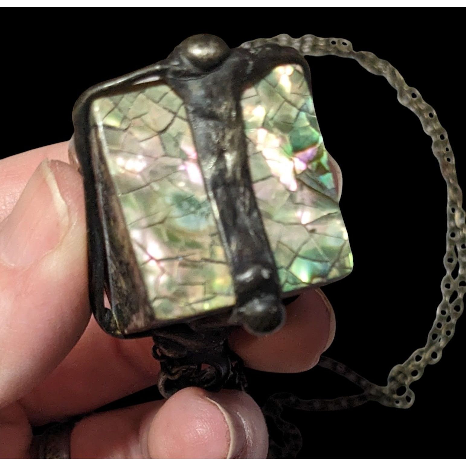 Other Vintage Abalone Crackle Cube Pendant Necklace Size ONE SIZE - 5 Thumbnail