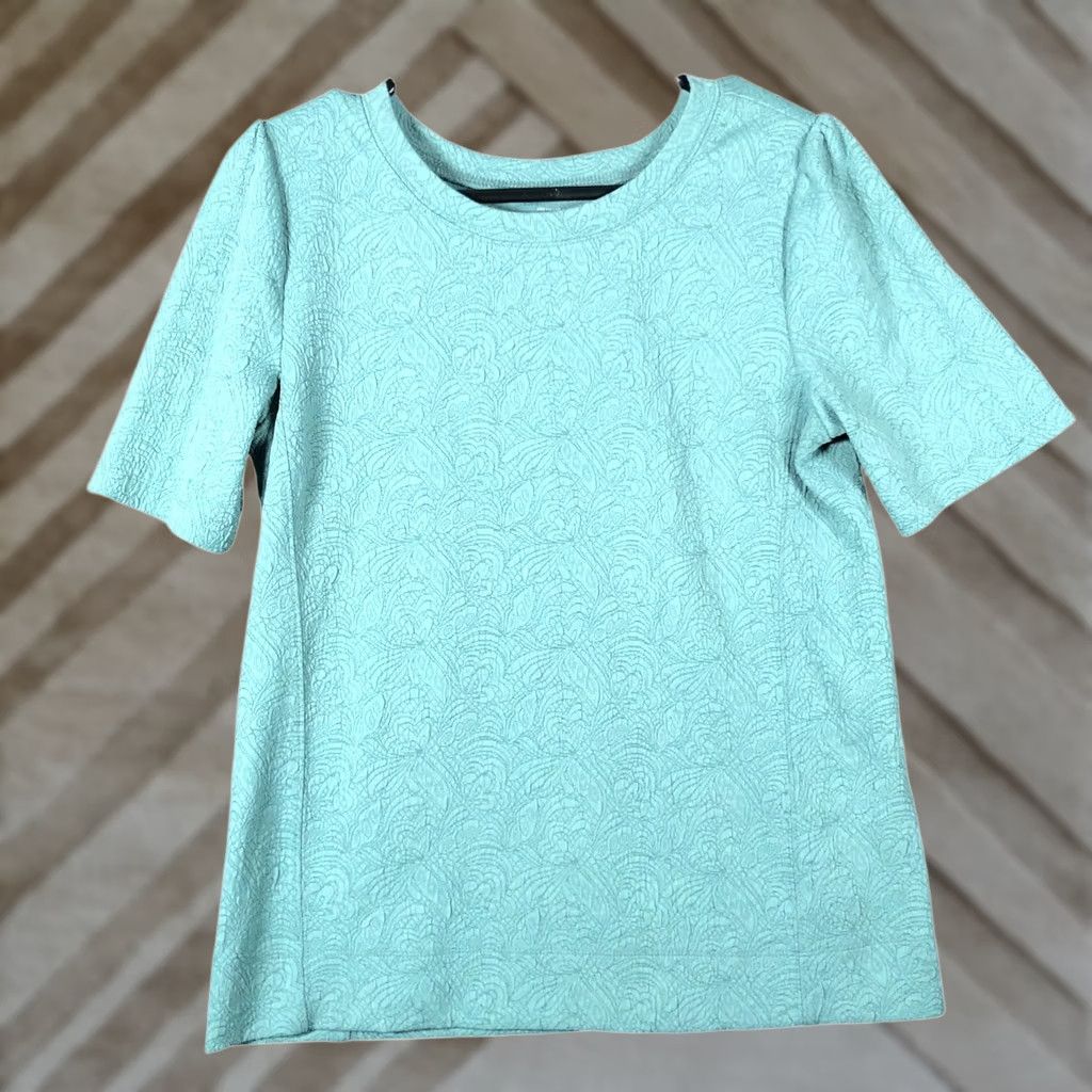 Loft LOFT Womens Blouse Short Sleeve Green Blue Textured Crew Neck M Size M / US 6-8 / IT 42-44 - 1 Thumbnail