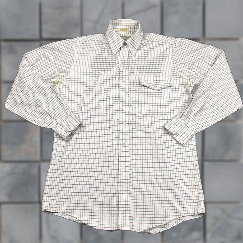 Vintage VINTAGE LL Bean Shirt Mens 15.5 White Plaid Long Sleeve Button Pocket Casual Vtg Size US L / EU 52-54 / 3 - 1 Thumbnail