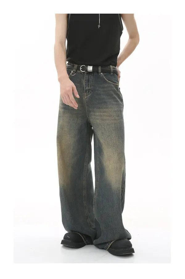 Japanese Brand Kawase x Mita Vintage washed distressed loose wide-leg jeans Size US 32 / EU 48 - 1 Thumbnail