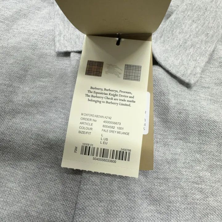 Burberry Burberry Burberry Gray Logo Embroidered Casual Polo Shirt- Size US L / EU 52-54 / 3 - 8 Thumbnail