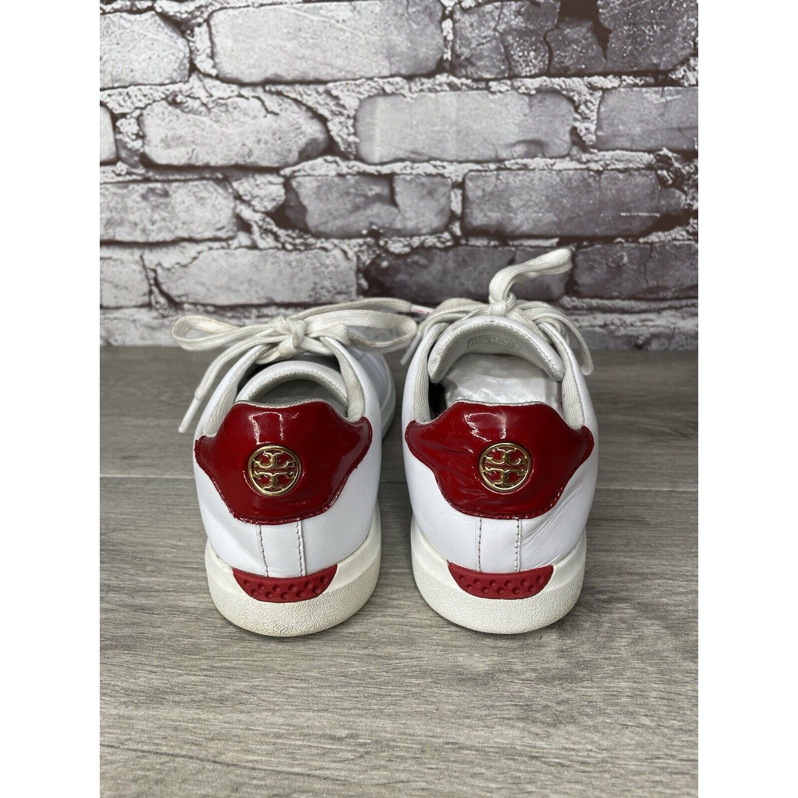 Tory Burch TORY BURCH Howell Court White Leather Red Sneakers Shoes Wom Size US 6.5 / IT 36.5 - 4 Thumbnail