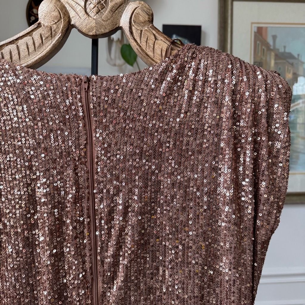Other Fashion Nova Sparkle And Snatched Shoulder Pad Jumpsuit Copp Size 42" / US 20 - 7 Thumbnail